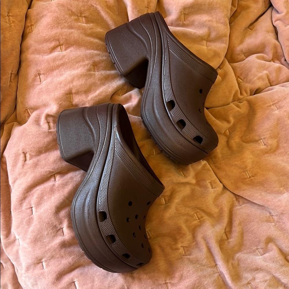 Crocs Brown Platform Clogs